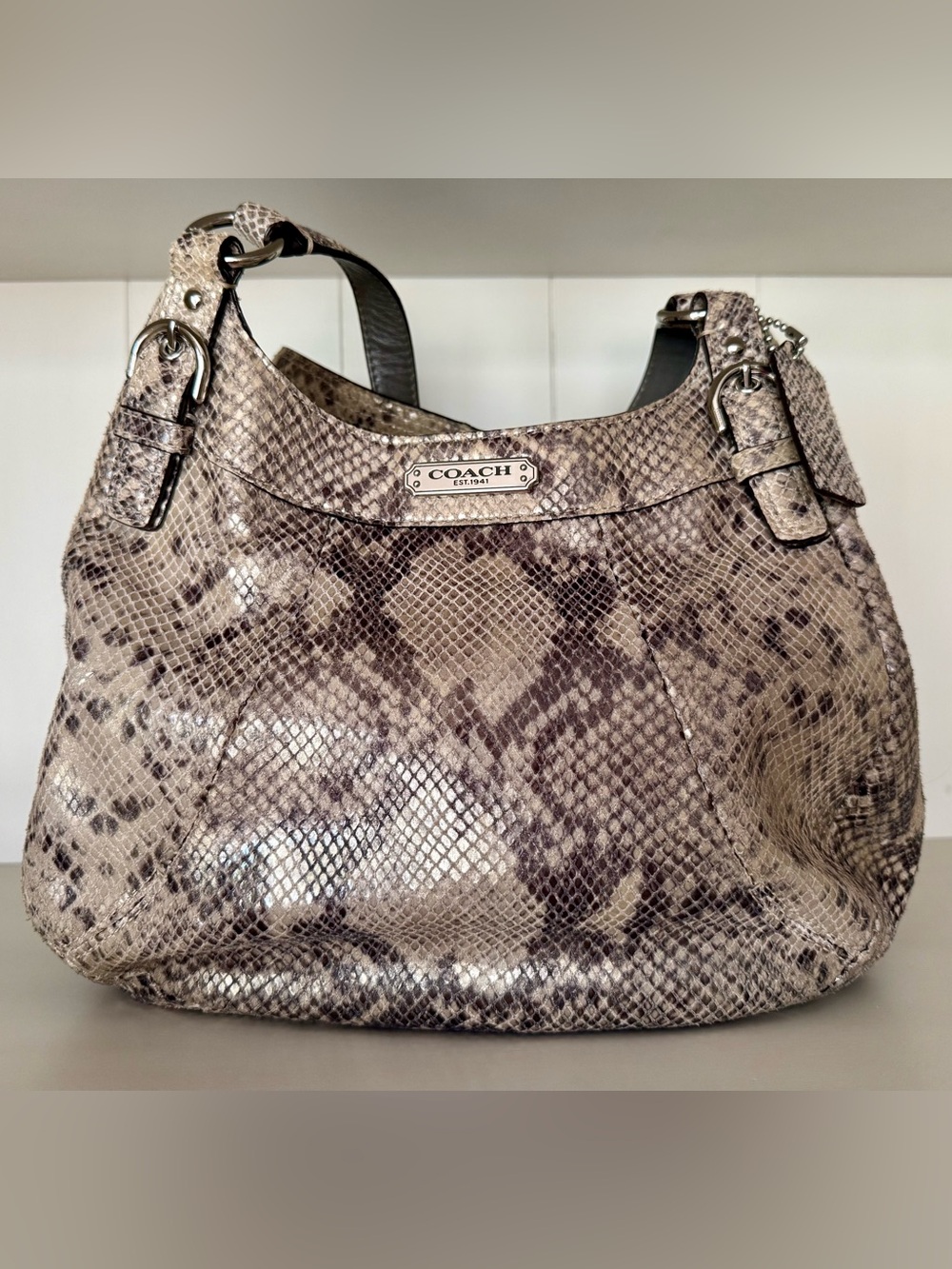 Coach Madison Maggie Python Embossed Leather Hobo Bag (Style G1292-F19678)